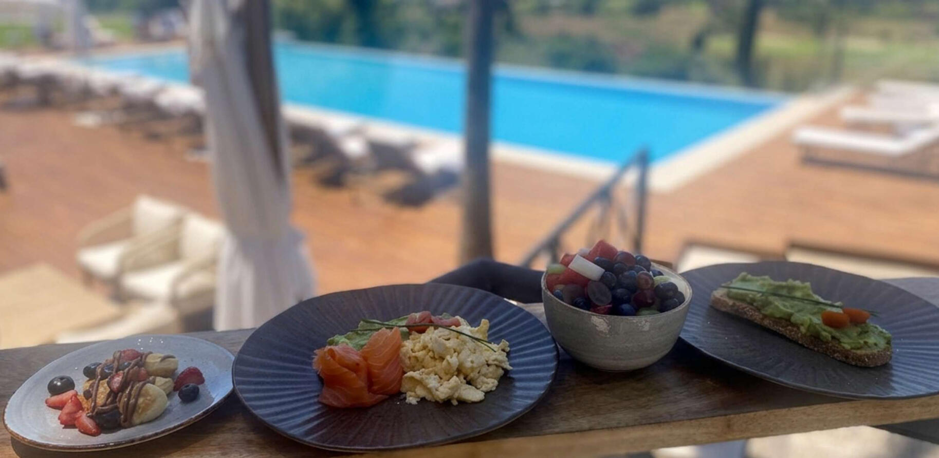 Elevate Catering by Cupcake Tizzle breakfast by the pool marbella luxury villa